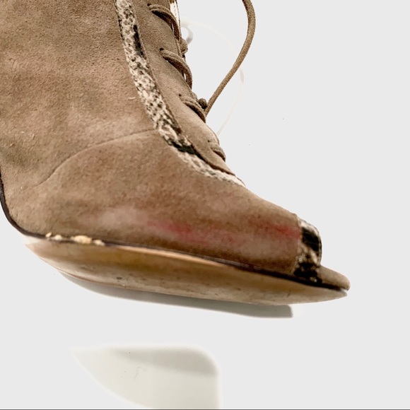 ISOLA SUEDE ZIP. BACK LACE UP OPEN TOE ANKLE HEEL SHOES - Picture 14 of 14